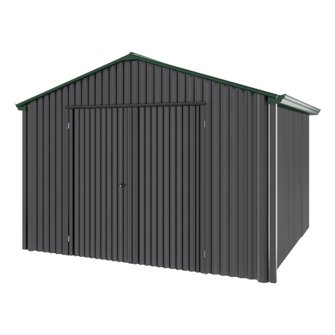 Handi-Heritage Shed H3 3.30X3.30 Roof:Caulfield Green Wall:Gun Metal Grey Gable End Double Door