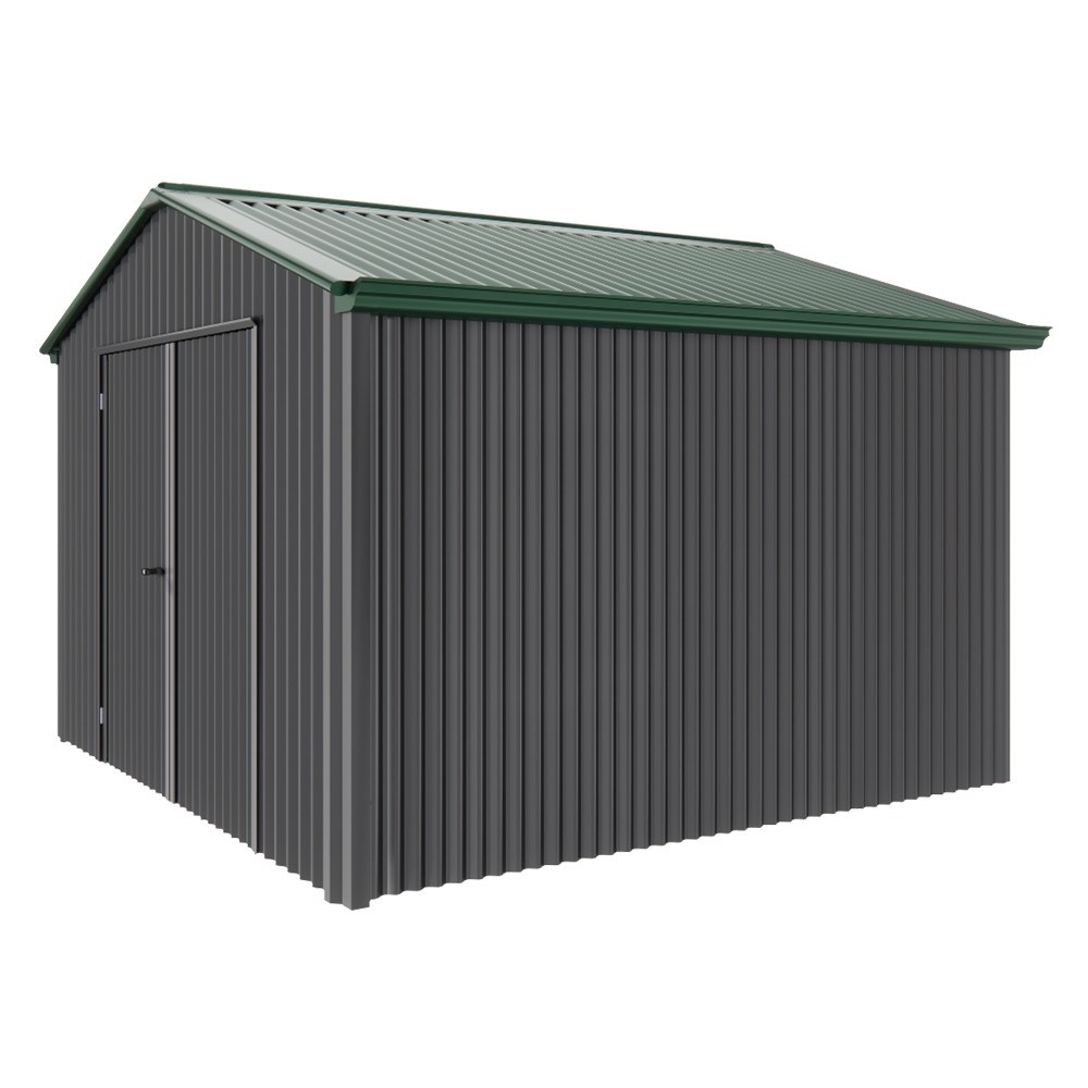 Handi-Heritage Shed H3 3.30X3.30 Roof:Caulfield Green Wall:Gun Metal Grey Gable End Double Door