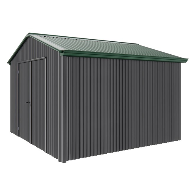 Handi-Heritage Shed H3 3.30X3.30 Roof:Caulfield Green Wall:Gun Metal Grey Gable End Double Door