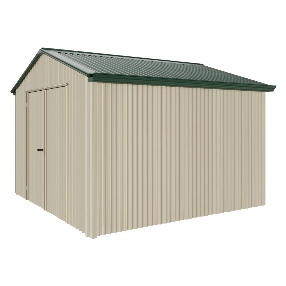 Handi-Heritage Shed H3 3.30X3.30 Roof:Caulfield Green Wall:Merino Gable End Double Door