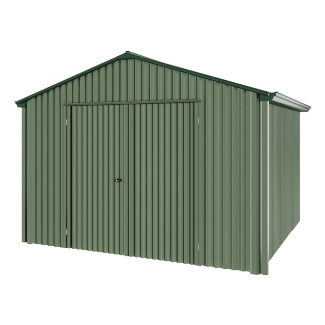 Handi-Heritage Shed H3 3.30X3.30 Roof:Caulfield Green Wall:Rivergum Gable End Double Door
