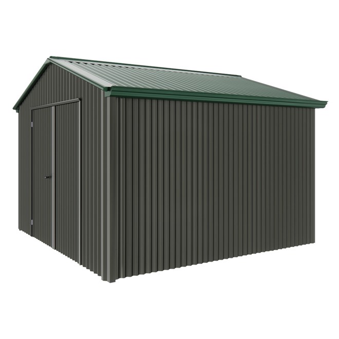 Handi-Heritage Shed H3 3.30X3.30 Roof:Caulfield Green Wall:Slate Grey Gable End Double Door