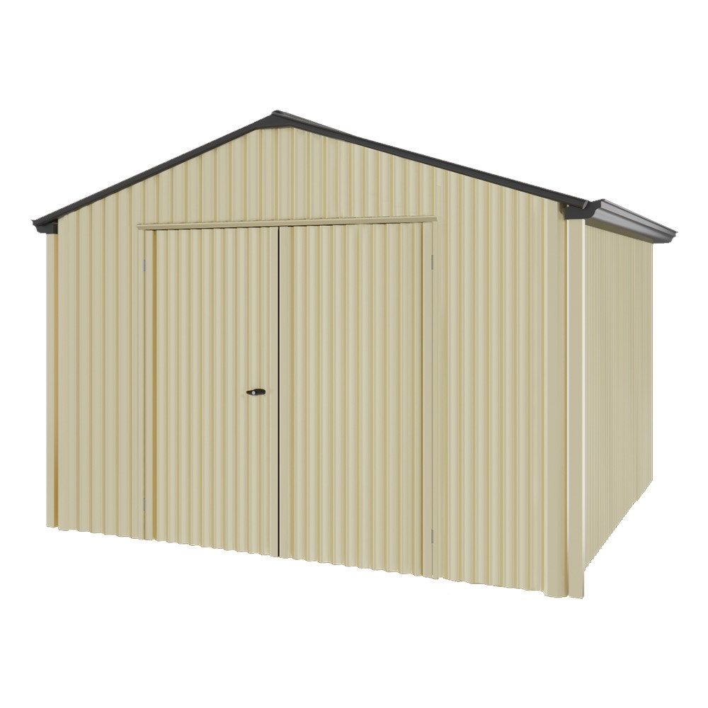 Handi-Heritage Shed H3 3.30X3.30 Roof:Gun Metal Grey Wall:Primrose Gable End Double Door