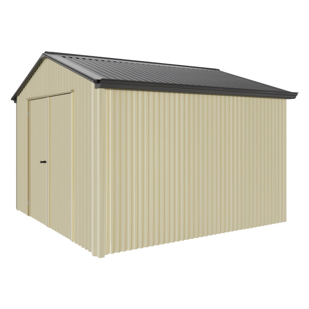 Handi-Heritage Shed H3 3.30X3.30 Roof:Gun Metal Grey Wall:Primrose Gable End Double Door