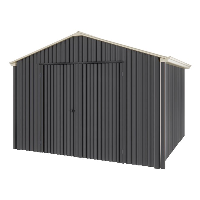 Handi-Heritage Shed H3 3.30X3.30 Roof:Merino Wall:Gun Metal Grey Gable End Double Door