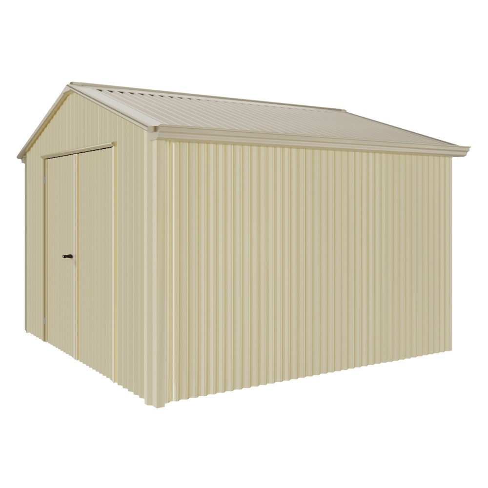 Handi-Heritage Shed H3 3.30X3.30 Roof:Merino Wall:Primrose Gable End Double Door