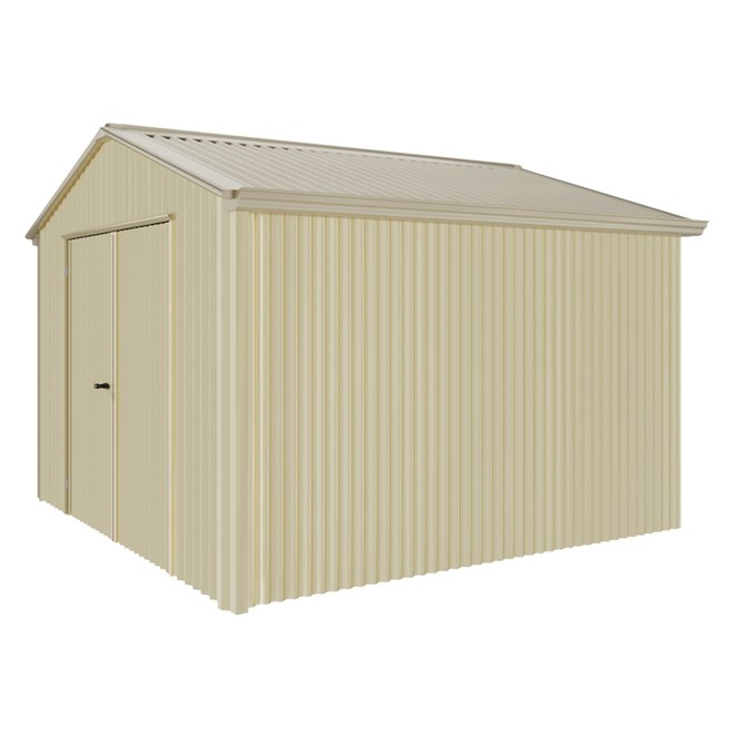 Handi-Heritage Shed H3 3.30X3.30 Roof:Merino Wall:Primrose Gable End Double Door