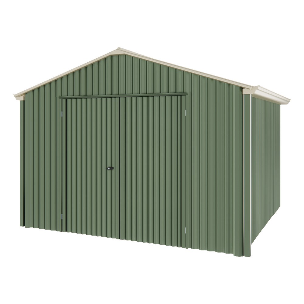 Handi-Heritage Shed H3 3.30X3.30 Roof:Merino Wall:Rivergum Gable End Double Door