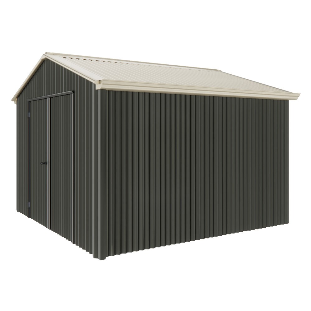 Handi-Heritage Shed H3 3.30X3.30 Roof:Merino Wall:Slate Grey Gable End Double Door
