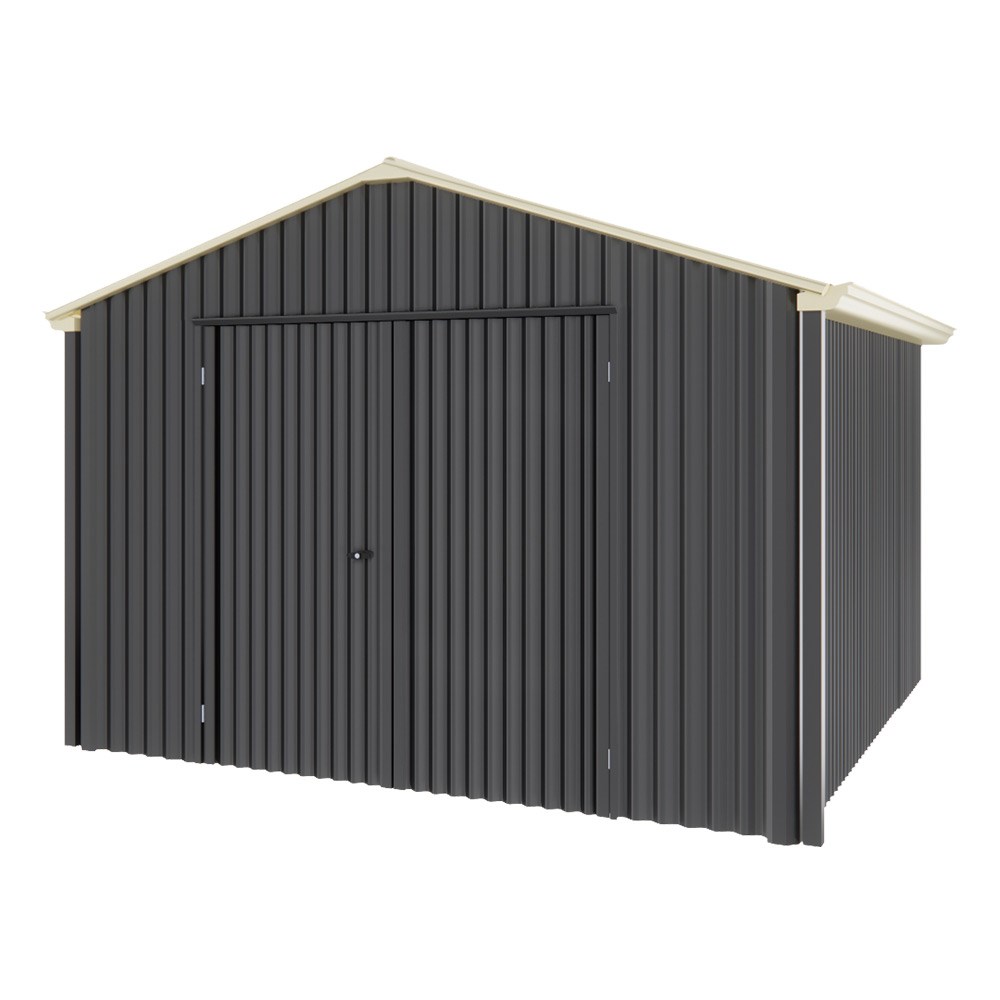 Handi-Heritage Shed H3 3.30X3.30 Roof:Primrose Wall:Gun Metal Grey Gable End Double Door
