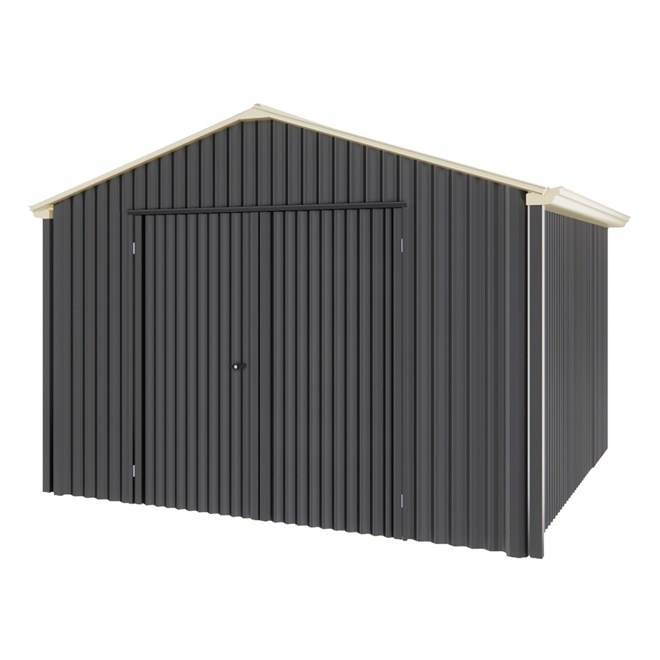 Handi-Heritage Shed H3 3.30X3.30 Roof:Primrose Wall:Gun Metal Grey Gable End Double Door
