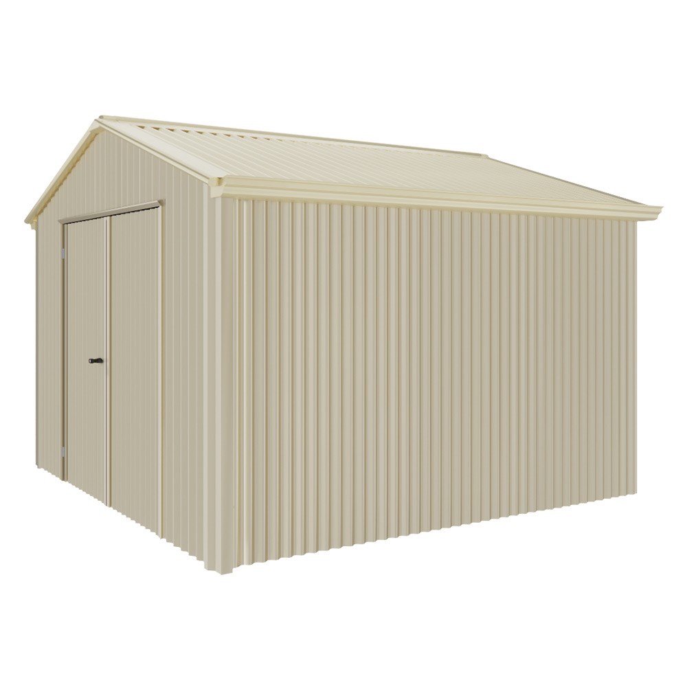 Handi-Heritage Shed H3 3.30X3.30 Roof:Primrose Wall:Merino Gable End Double Door
