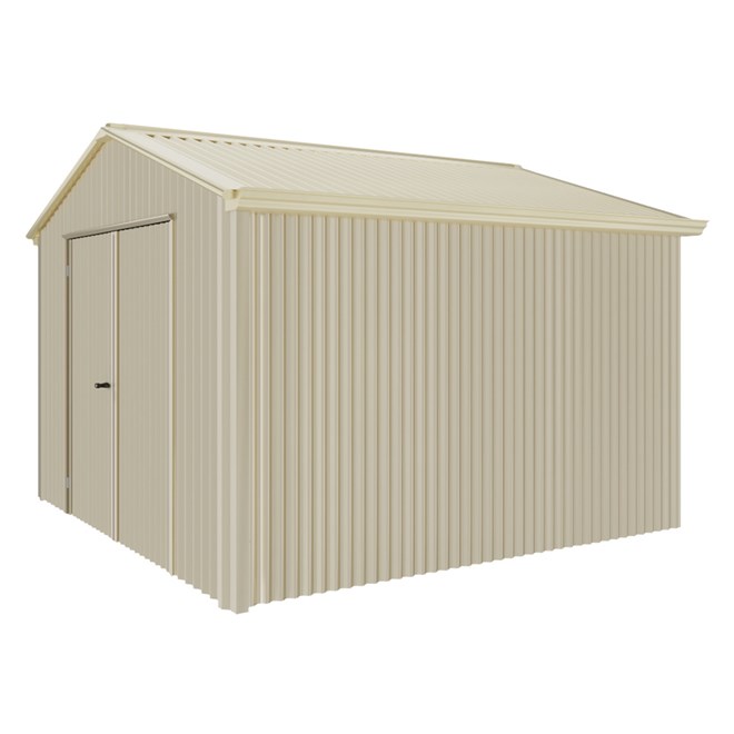 Handi-Heritage Shed H3 3.30X3.30 Roof:Primrose Wall:Merino Gable End Double Door