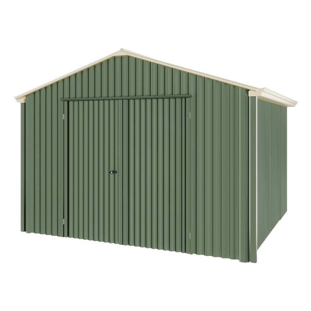 Handi-Heritage Shed H3 3.30X3.30 Roof:Primrose Wall:Rivergum Gable End Double Door