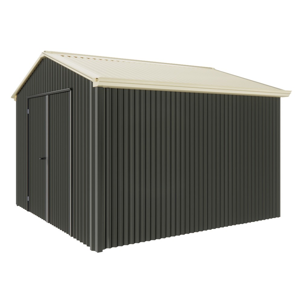 Handi-Heritage Shed H3 3.30X3.30 Roof:Primrose Wall:Slate Grey Gable End Double Door