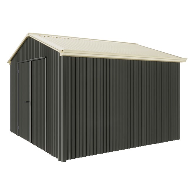 Handi-Heritage Shed H3 3.30X3.30 Roof:Primrose Wall:Slate Grey Gable End Double Door