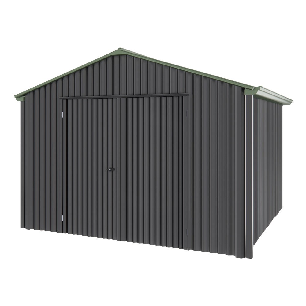 Handi-Heritage Shed H3 3.30X3.30 Roof:Rivergum Wall:Gun Metal Grey Gable End Double Door