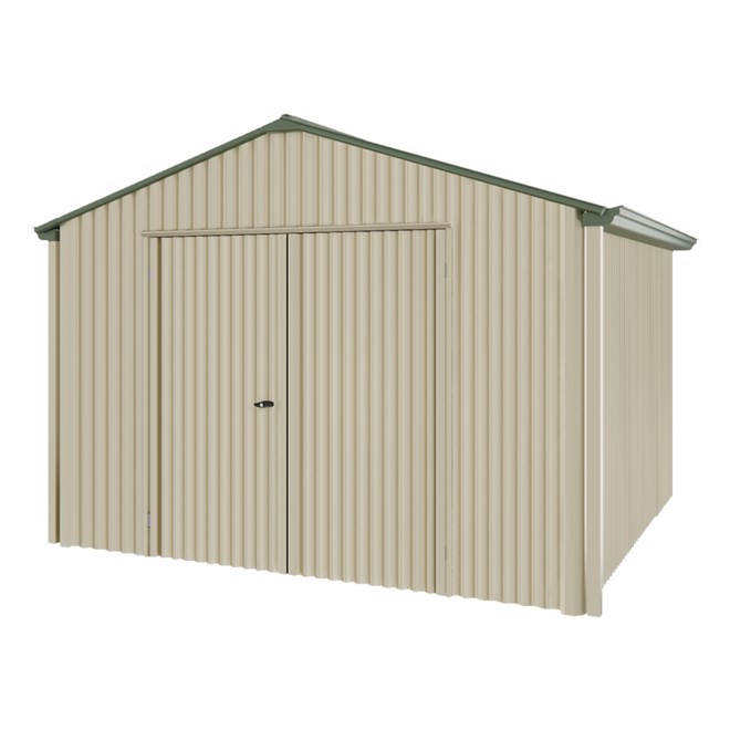 Handi-Heritage Shed H3 3.30X3.30 Roof:Rivergum Wall:Merino Gable End Double Door