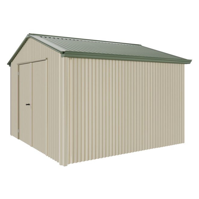 Handi-Heritage Shed H3 3.30X3.30 Roof:Rivergum Wall:Merino Gable End Double Door