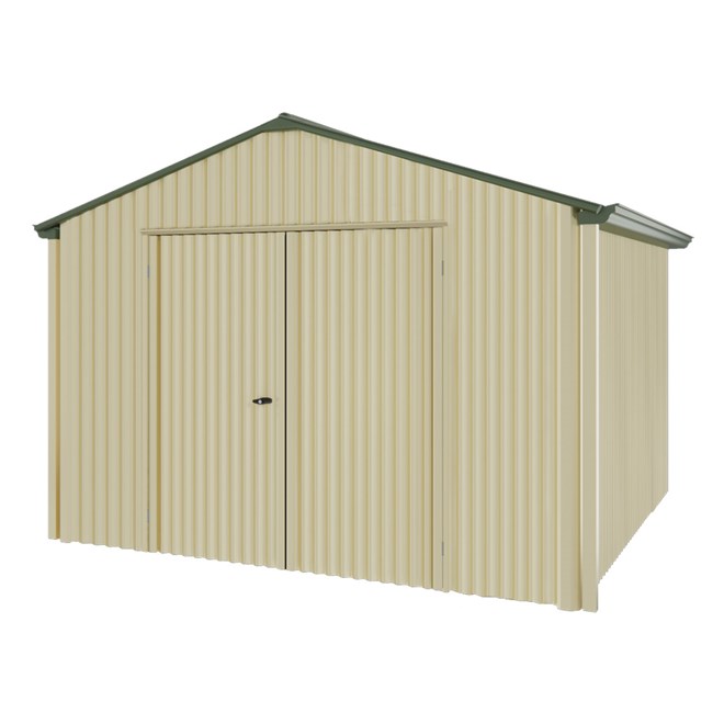 Handi-Heritage Shed H3 3.30X3.30 Roof:Rivergum Wall:Primrose Gable End Double Door