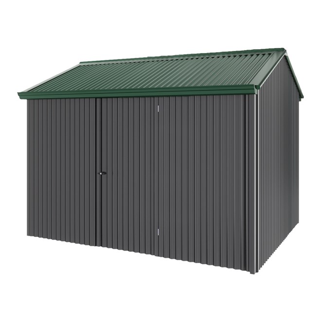 Handi-Heritage Shed H2 3.30X2.52 Roof:Caulfield Green Wall:Gun Metal Grey Front/Rear Single Door