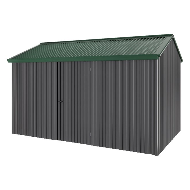 Handi-Heritage Shed H4 3.96X2.52 Roof:Caulfield Green Wall: Gun Metal Grey Front/Rear Single Door