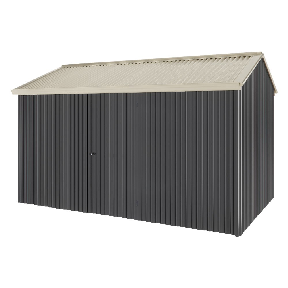 Handi-Heritage Shed H4 3.96X2.52 Roof:Merino Wall: Gun Metal Grey Front/Rear Single Door