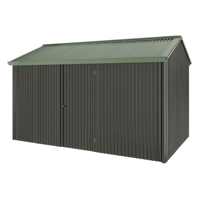 Handi-Heritage Shed H4 3.96X2.52 Roof:Rivergum Wall:Slate Grey Front/Rear Single Door