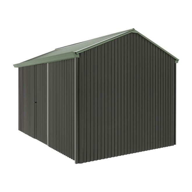 Handi-Heritage Shed H4 3.96X2.52 Roof:Rivergum Wall:Slate Grey Front/Rear Single Door