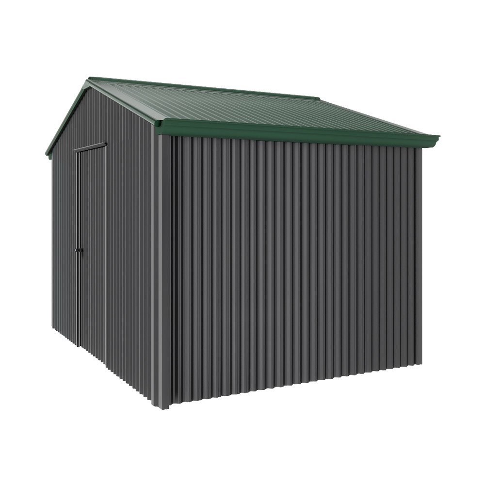 Handi-Heritage Shed H2 3.30X2.52 Roof:Caulfield Green Wall:Gun Metal Grey Gable End Single Door