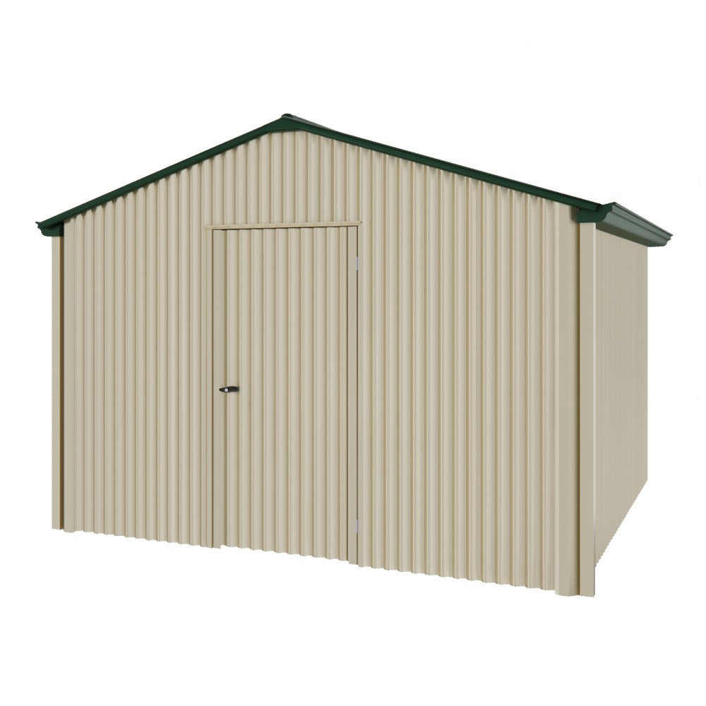 Handi-Heritage Shed H3 3.30X3.30 Roof:Caulfield Green Wall:Merino Gable End Single Door