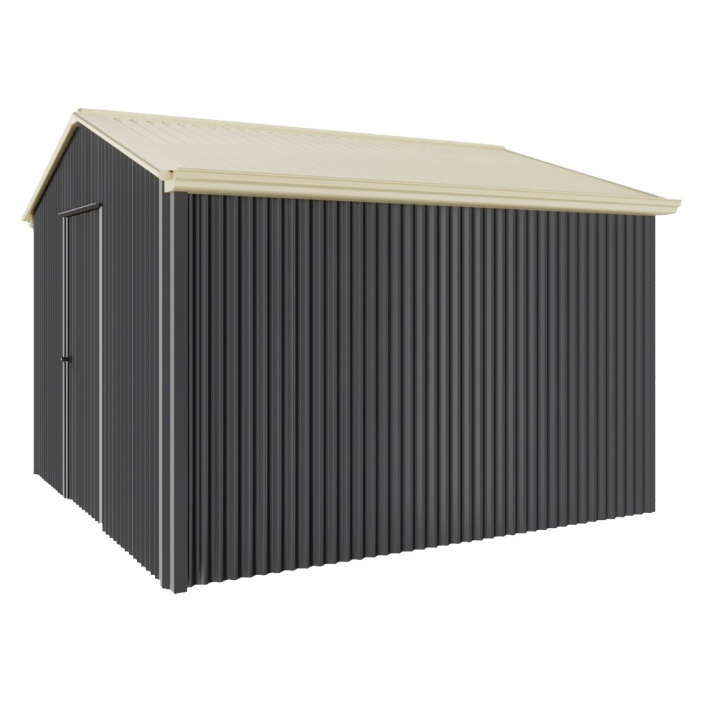 Handi-Heritage Shed H3 3.30X3.30 Roof:Primrose Wall:Gun Metal Grey Gable End Single Door