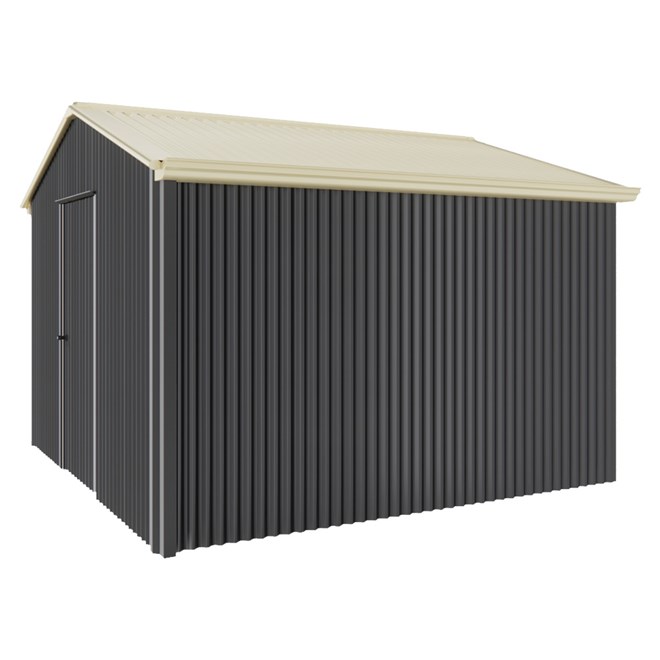 Handi-Heritage Shed H3 3.30X3.30 Roof:Primrose Wall:Gun Metal Grey Gable End Single Door