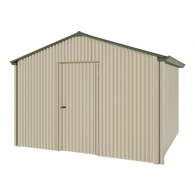 Handi-Heritage Shed H3 3.30X3.30 Roof:Rivergum Wall:Merino Gable End Single Door