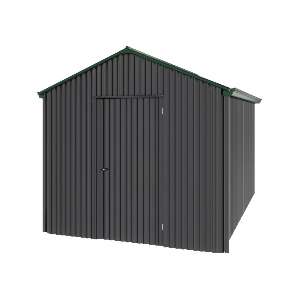 Handi-Heritage Shed H4 3.96X2.52 Roof:Caulfield Green Wall:Gun Metal Grey Gable End Single Door