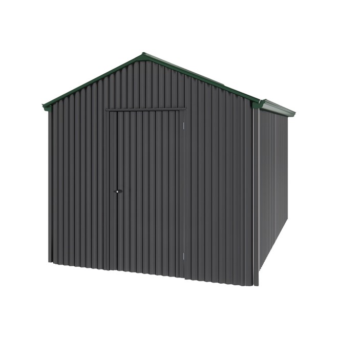 Handi-Heritage Shed H4 3.96X2.52 Roof:Caulfield Green Wall:Gun Metal Grey Gable End Single Door
