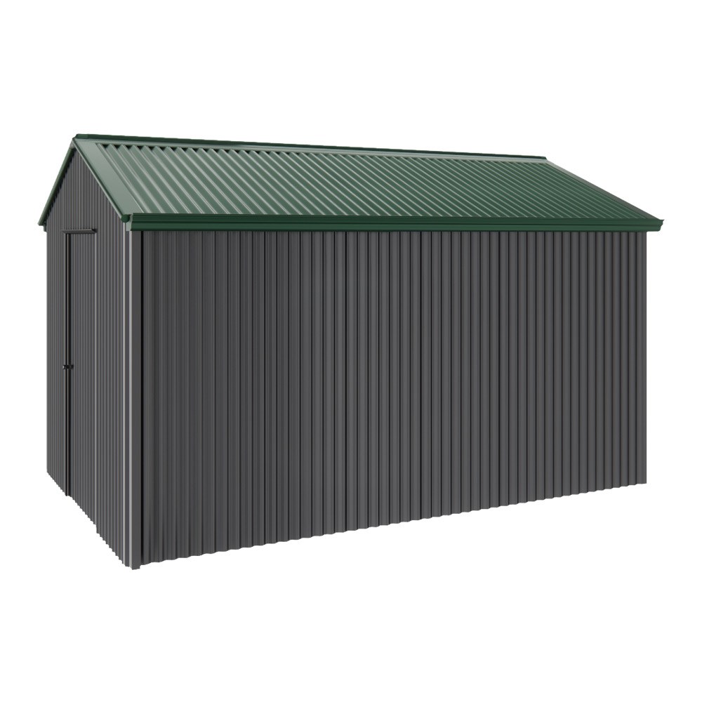 Handi-Heritage Shed H4 3.96X2.52 Roof:Caulfield Green Wall:Gun Metal Grey Gable End Single Door