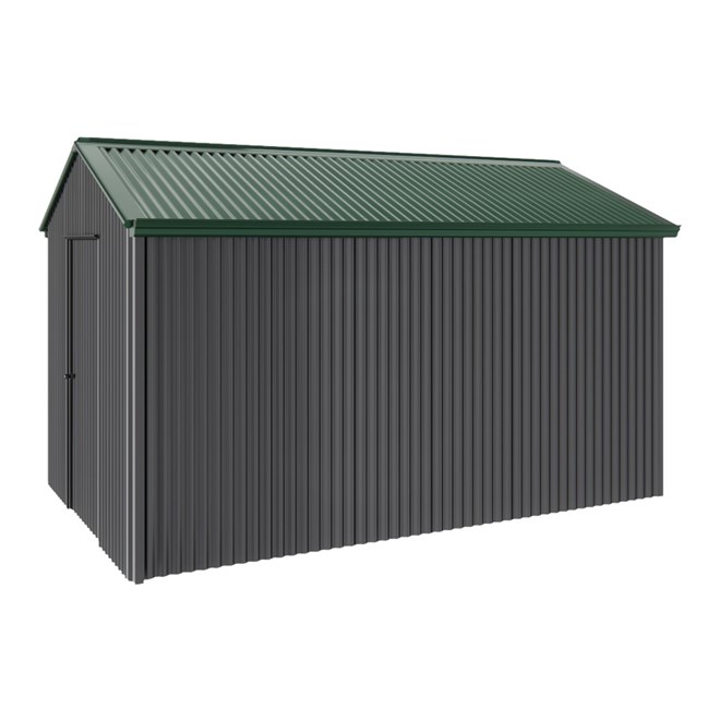 Handi-Heritage Shed H4 3.96X2.52 Roof:Caulfield Green Wall:Gun Metal Grey Gable End Single Door