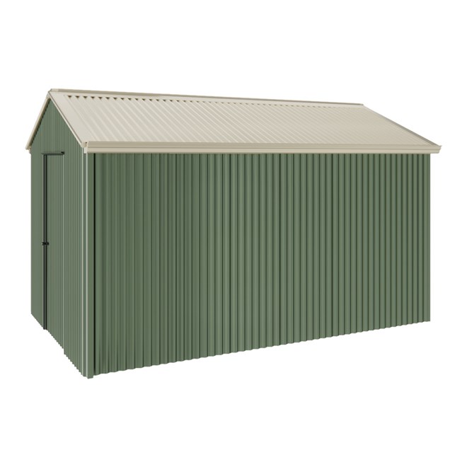 Handi-Heritage Shed H4 3.96X2.52 Roof:Merino Wall:Rivergum Gable End Single Door