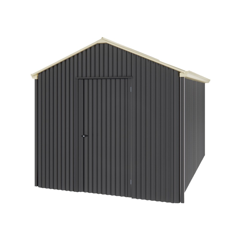 Handi-Heritage Shed H4 3.96X2.52 Roof:Primrose Wall:Gun Metal Grey Gable End Single Door