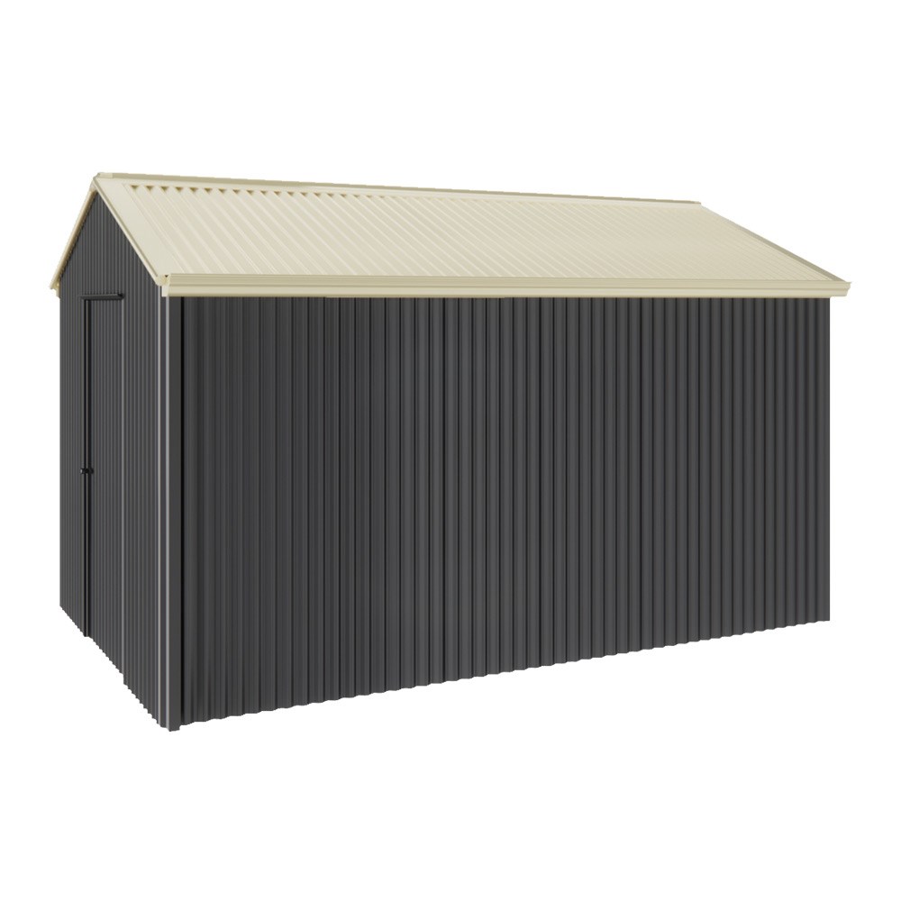 Handi-Heritage Shed H4 3.96X2.52 Roof:Primrose Wall:Gun Metal Grey Gable End Single Door