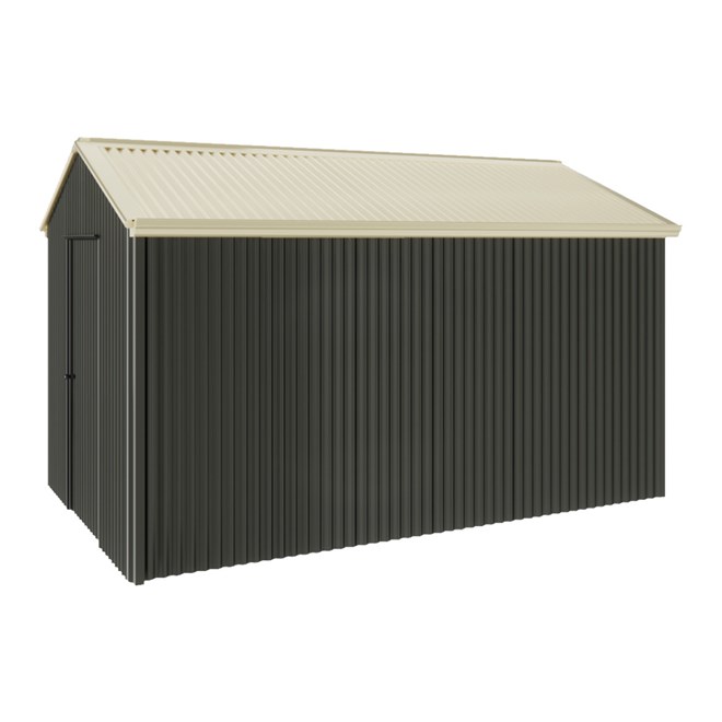 Handi-Heritage Shed H4 3.96X2.52 Roof:Primrose Wall:Slate Grey Gable End Single Door