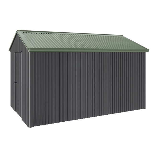Handi-Heritage Shed H4 3.96X2.52 Roof:Rivergum Wall:Gun Metal Grey Gable End Single Door