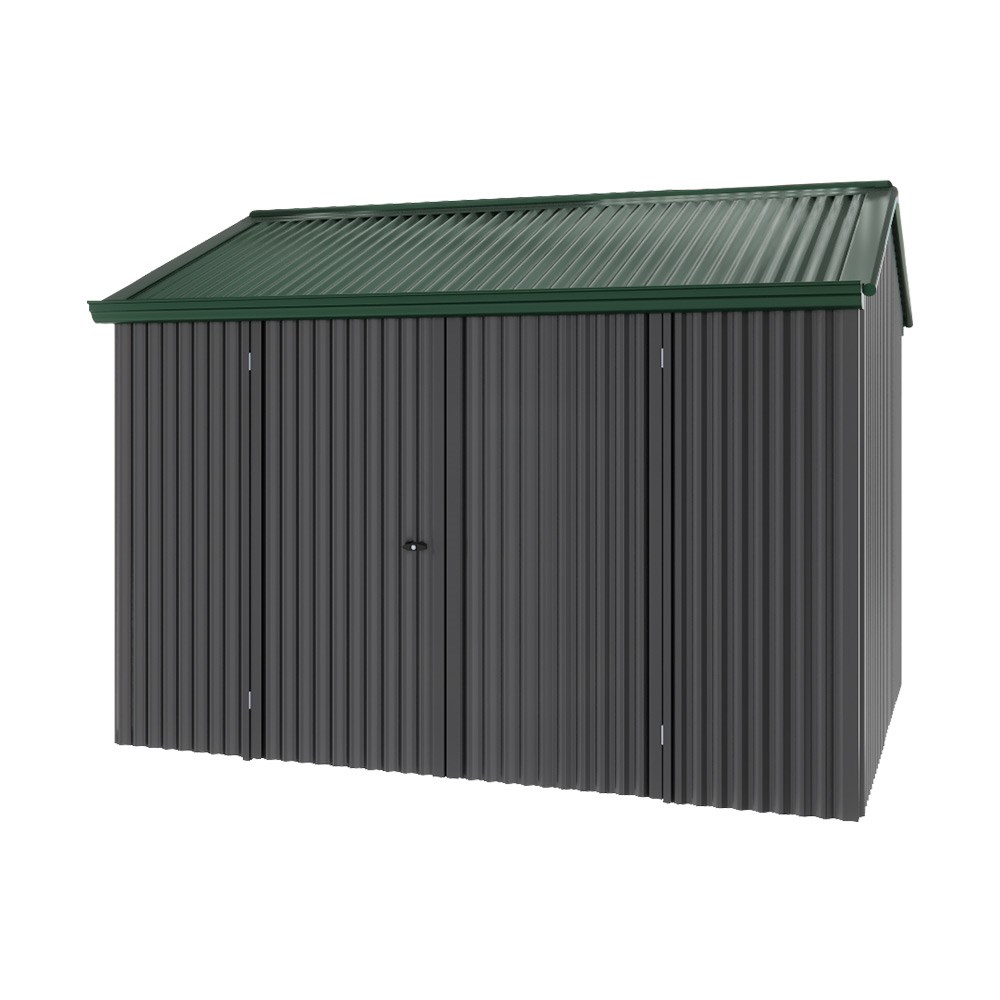 Handi-Heritage Shed H2 3.30X2.52 Roof:Caulfield Green Wall:Gun Metal Grey Front/Rear Double Door