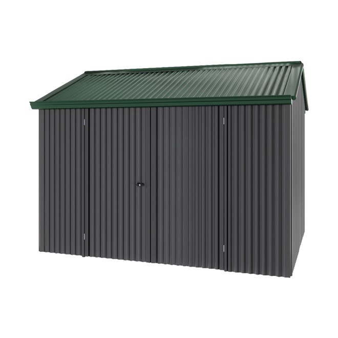 Handi-Heritage Shed H2 3.30X2.52 Roof:Caulfield Green Wall:Gun Metal Grey Front/Rear Double Door