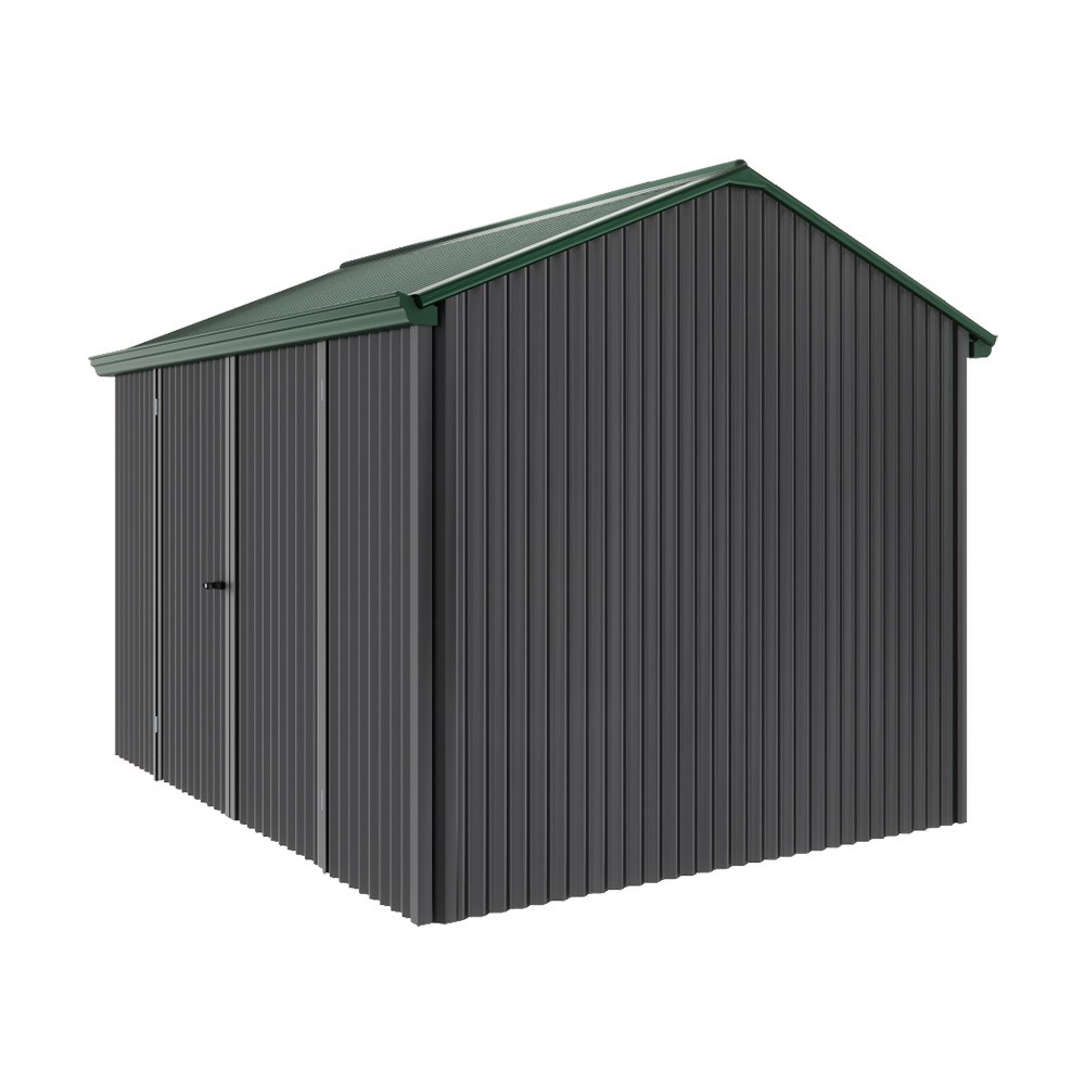 Handi-Heritage Shed H2 3.30X2.52 Roof:Caulfield Green Wall:Gun Metal Grey Front/Rear Double Door