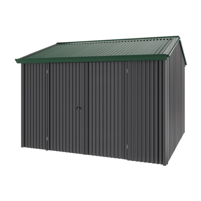 Handi-Heritage Shed H3 3.30X3.30 Roof:Caulfield Green Wall:Gun Metal Grey Front/Rear Double Door