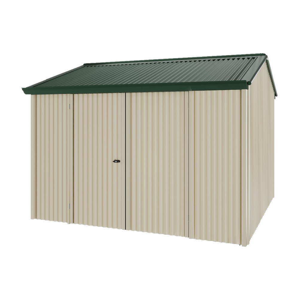 Handi-Heritage Shed H3 3.30X3.30 Roof:Caulfield Green Wall:Merino Front/Rear Double Door
