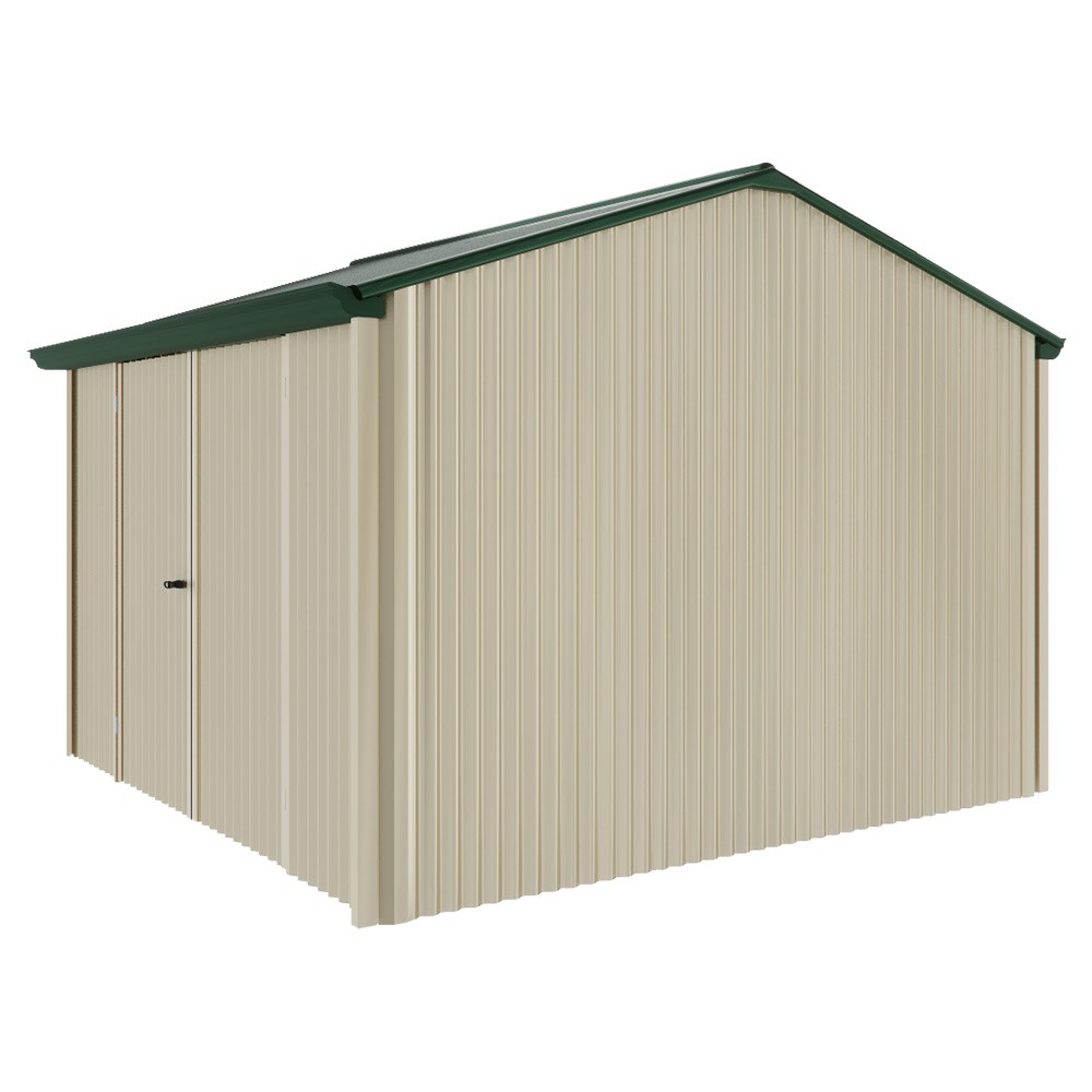 Handi-Heritage Shed H3 3.30X3.30 Roof:Caulfield Green Wall:Merino Front/Rear Double Door