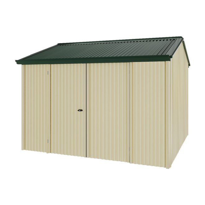 Handi-Heritage Shed H3 3.30X3.30 Roof:Caulfield Green Wall:Primrose Front/Rear Double Door